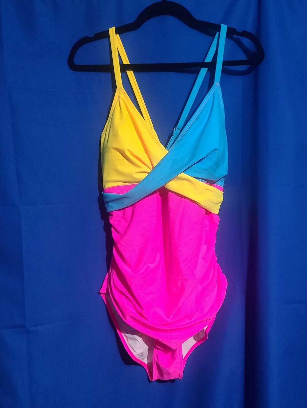 B2Prity Colorblock One-Piece Swimsuit - Pink, Yellow & Blue Size 2XL